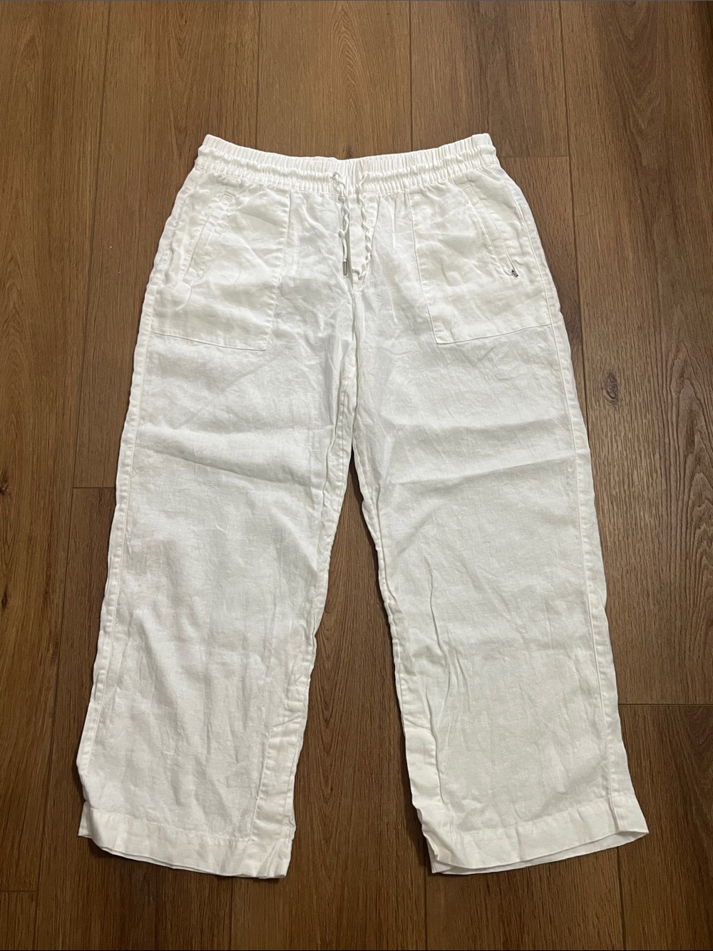 Athleta Women’s White Linen Drawstring Pants